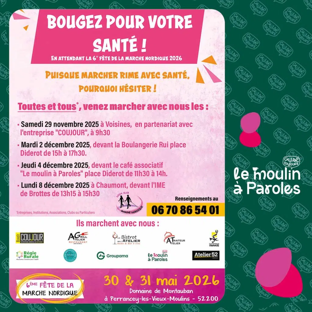 Marche nordique a Langres avec Cause Toujours et Nina SLCB Haute-Marne, 52