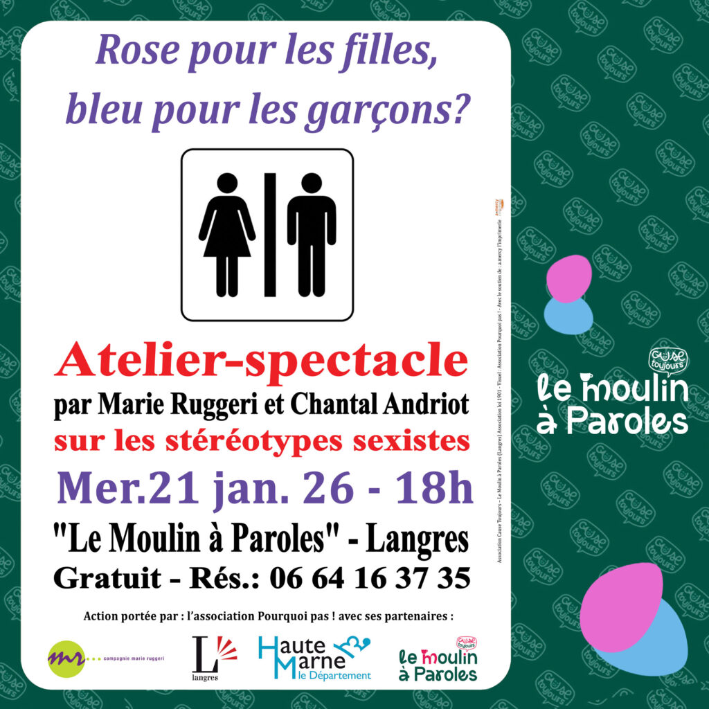 Rose pour les filles, bleu pour les garçons ? – atelier spectacle à Langres - Sur réservation uniquement