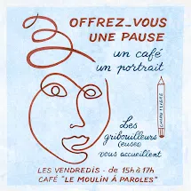 Portraits gratuits à Langres : croquis et portraits au Moulin à Paroles (Cause Toujours)