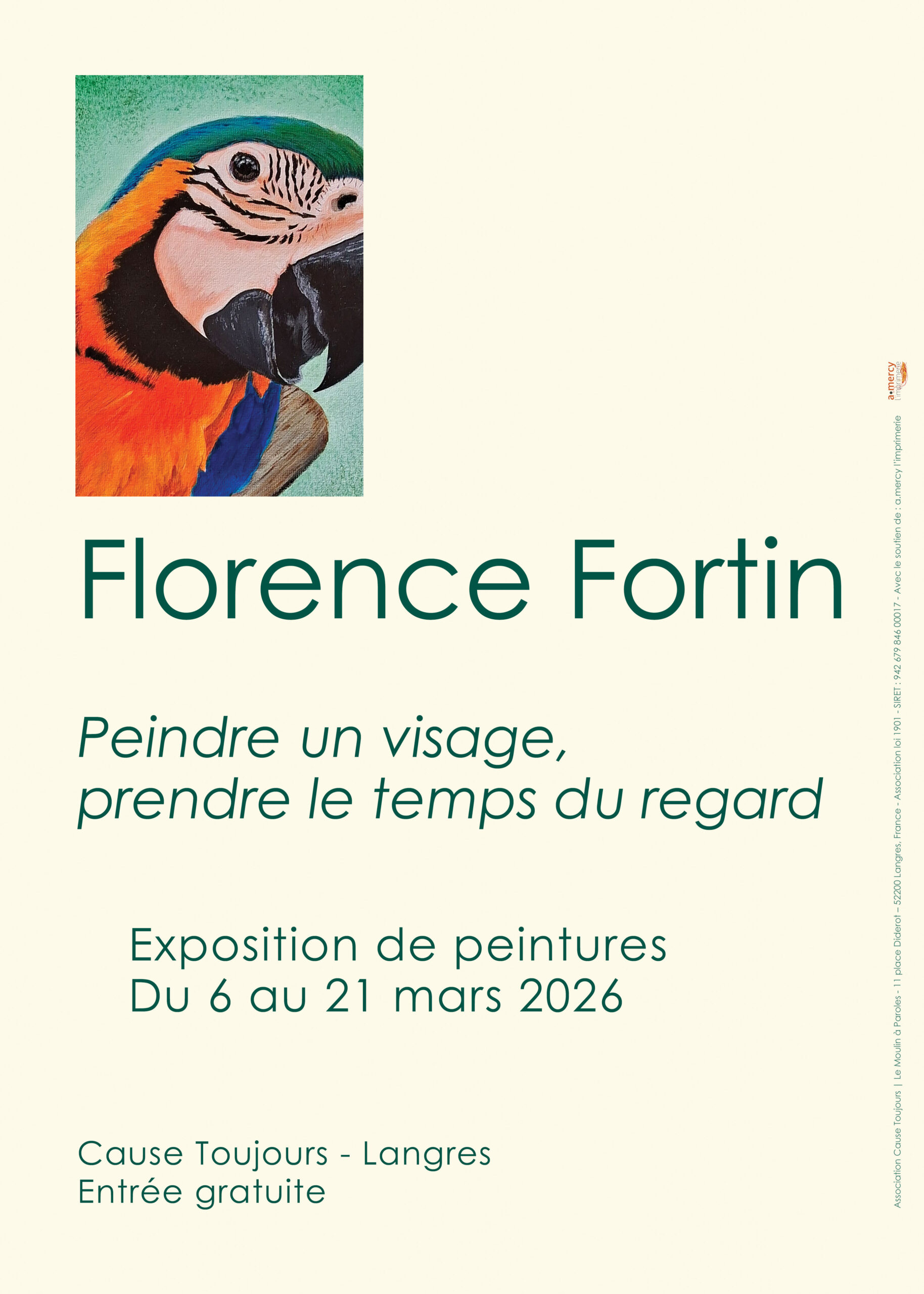Affiche – Exposition de peintures Florence Fortin à Cause Toujours, Langres