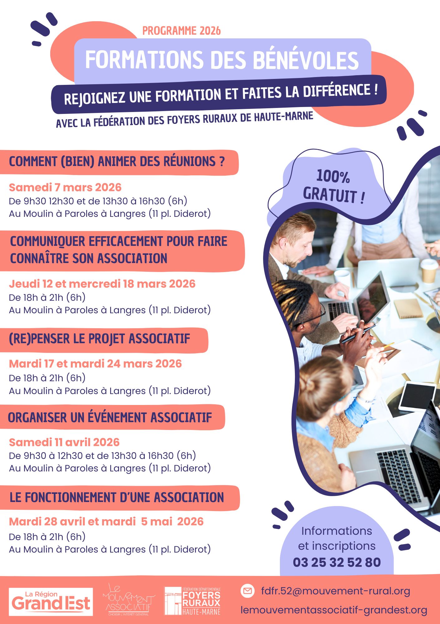 Affiche – Formation bénévoles : Communiquer efficacement pour faire connaître son association à Langres