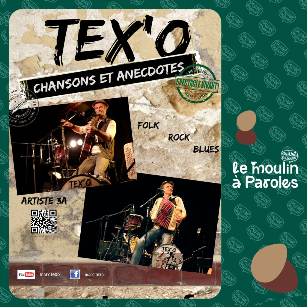 Concert à Langres de TEX'O chez Cause Toujours l'association et tiers lieu Le Moulin à Paroles