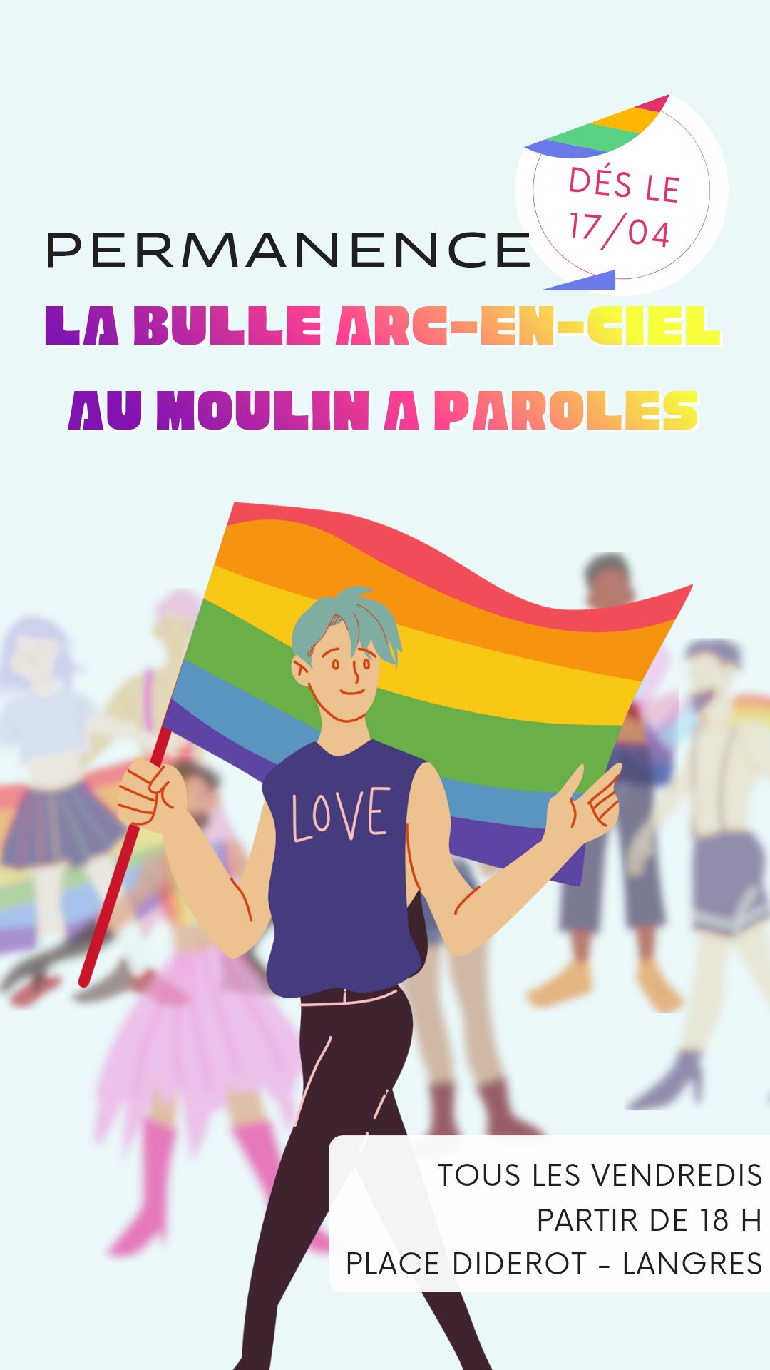 Affiche La Bulle Arc-en-ciel au Moulin à Paroles à Langres pour la permanence du vendredi 29 mai 2026